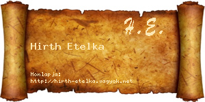 Hirth Etelka névjegykártya